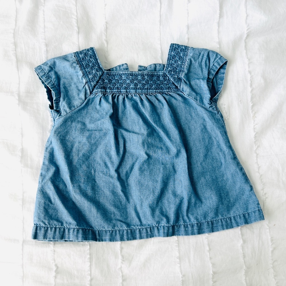Boho chambray embroidered top